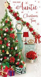 Christmas Card - Auntie - Xmas Stairs/Tree