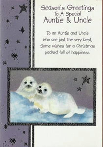 Christmas Card - Auntie and Uncle - Artic Otters In The Snow