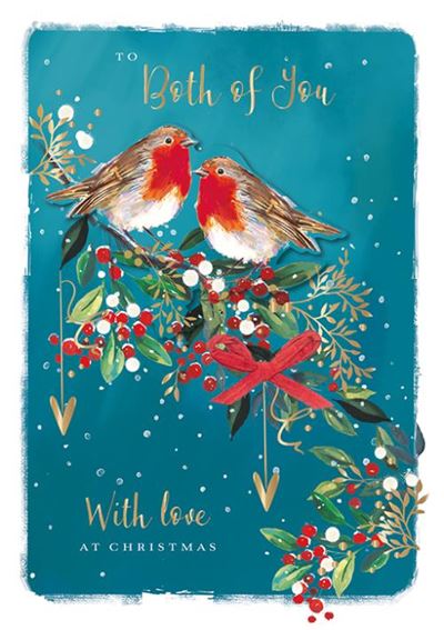 Christmas Card - Both Of You - Robins On Berries