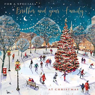 Christmas Card - Brother and Family - Skating In The Snow