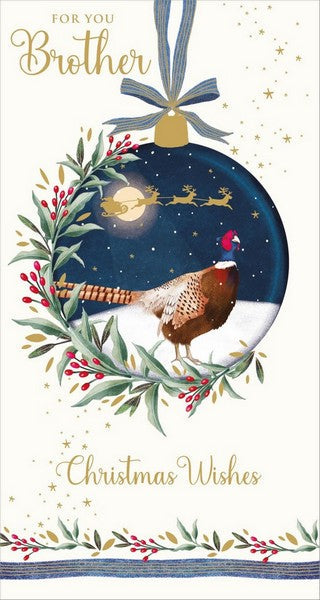 Christmas Card - Brother - Pheasant Bauble