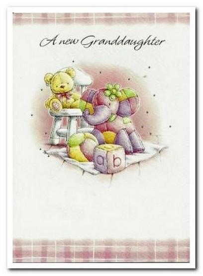 New Baby Card - Baby Granddaughter - Teddy and Toys