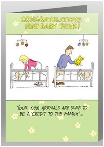 New Baby Card - Twins - Credit To The Family