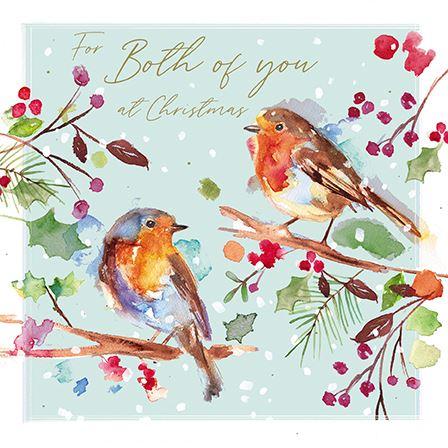 Christmas Card - Both Of You - Watercolour Robin