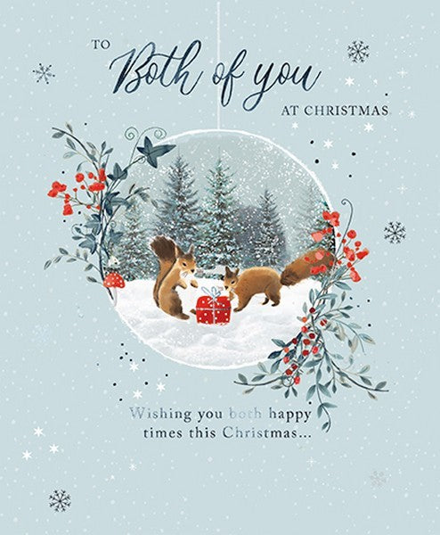 Christmas Card - Both of You - Squirrels In A Bauble