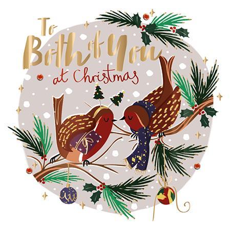 Christmas Card - Both Of You - Two Robins On A Branch