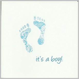 New Baby Card - Baby Boy - Blue Footprints It's a Boy!