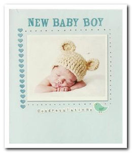 New Baby Card - Baby Boy - Hat With Bear Ears