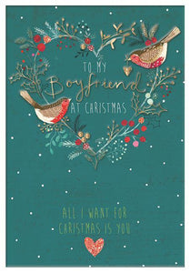 Christmas Card - Boyfriend - Christmas Robins