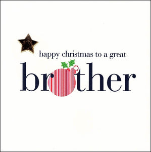 Christmas Card - Brother - Striped Bauble