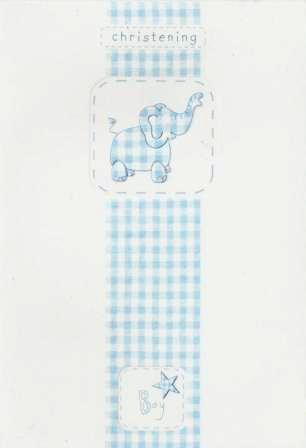 Christening Card - Blue Elephant