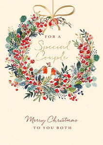 Christmas Card - Special Couple - Robin Wreath
