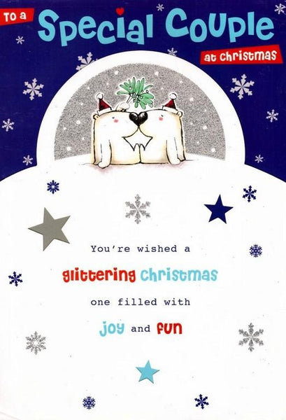 Christmas Card - Special Couple - Penguins/Mistletoe
