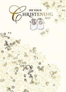 Christening Card - Baby Shoes