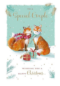 Christmas Card - Special Couple - Christmas Foxes