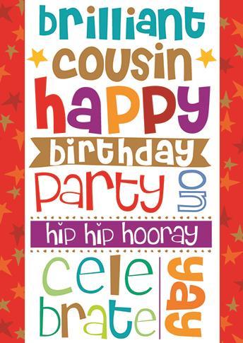 Cousin Birthday - Colourful Text