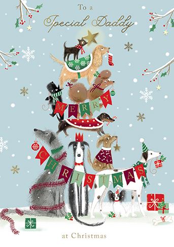 Christmas Card - Daddy - Christmas Dog Stack