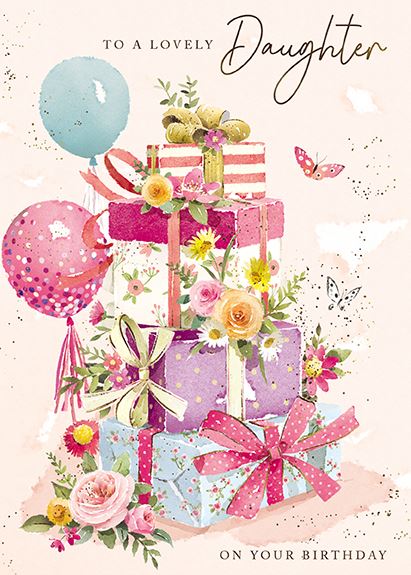 The Great British Card Company Daughter Birthday - Presents With Flowers And Balloons