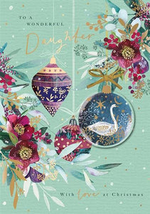Christmas Card - Daughter - Christmas Baubles