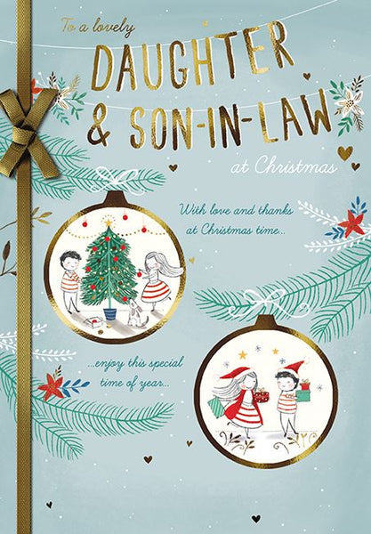 Christmas Card - Daughter and Son-in-Law - Couple In Baubles