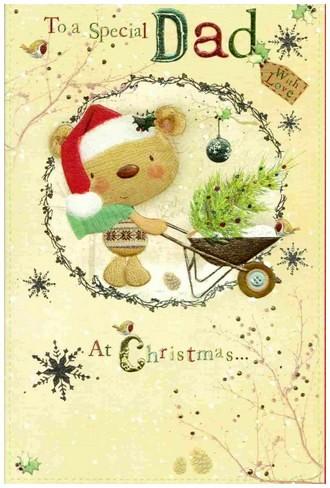 Christmas Card - Dad - Teddy With Wheelbarrow