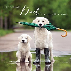 Dad Birthday - Golden Retriever Dog & Puppy