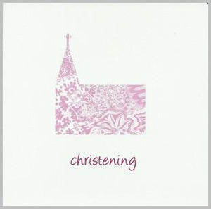 Christening Card - Pink Church