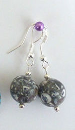 Jewellery - 925 Silver Grey Jasper Gemstone Drop Earrings