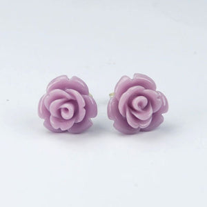 Jewellery - 925 Silver Light Violet Rose Stud Earrings