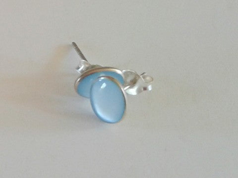 Jewellery - 925 Silver Blue Opal Stone Stud Earrings
