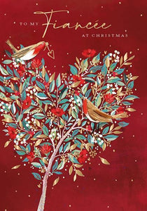 Christmas Card - Fiancée - Festive Robins