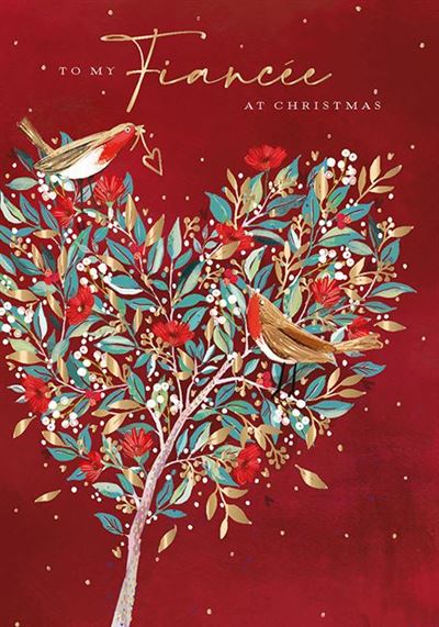 Christmas Card - Fiancée - Festive Robins