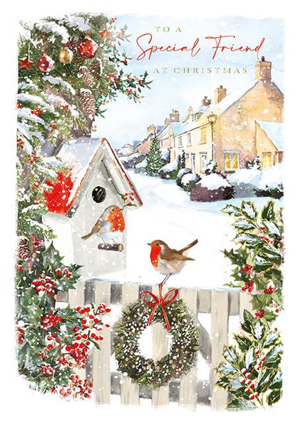 Christmas Card - Special Friend - Christmas Robins