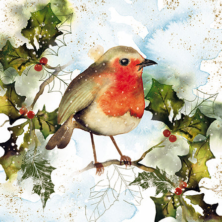 Charity Christmas Cards - Pack of 8 - Robin and Holly