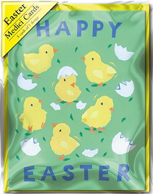 Easter Cards - Pack of 5 -  Six Newly Hatched Chicks With Broken Shells
