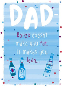 Father's Day Card - Booze Doesn't Make You Fat from The Great British Card Company, Father's day cards in France, Cartes de voeux Fete des Peres, English cards in France