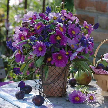 Blank Card - Purple Cut Flowers