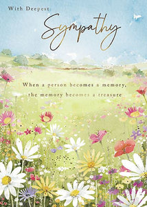 Sympathy Card - Floral Meadow Countryside Scene