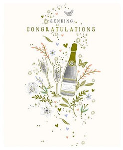 Congratulations Card - Champagne and Wildflowers