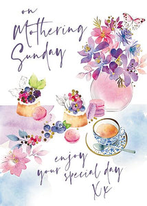Mother's Day Card - Flowers, Tea and Cakes