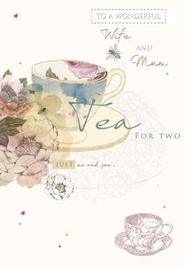 Mother's Day Card - Wife - Tea For Two from The Great British Card Company,  Mother's day cards in France, Cartes de voeux Fete des Meres, English cards in France