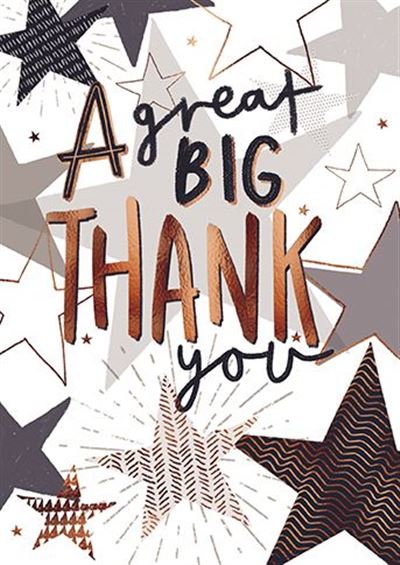 Thank You Card - Typographic With Stars