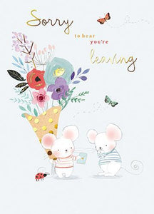 Leaving / Goodbye Card - Mice and Flowers
