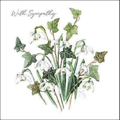 Sympathy Card - Snowdrops and Ivy Leaves