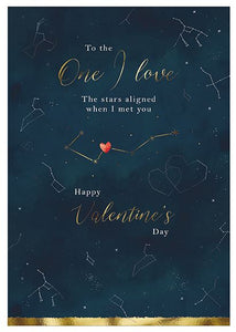 Valentine Card - One I Love - The Stars Aligned from The Great British Card Company, Valentine's Day Cards in France, Cartes de voeux Saint Valentin, English cards in France