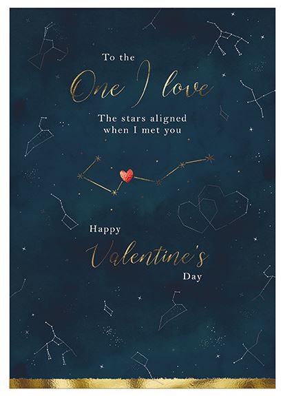 Valentine Card - One I Love - The Stars Aligned Valentine's Day Cards in France