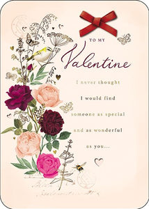 Valentine Card - Beautiful Blooms from The Great British Card Company, Valentine's Day Cards in France, Cartes de voeux Saint Valentin, English cards in France