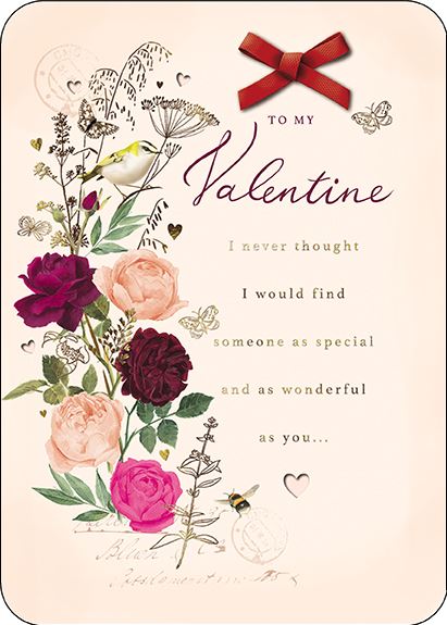 Valentine Card - Beautiful Blooms from The Great British Card Company, Valentine's Day Cards in France, Cartes de voeux Saint Valentin, English cards in France