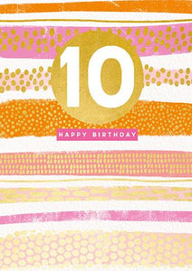 Age 10 - 10th Birthday - Coral Stripe