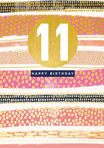 Age 11 - 11th Birthday - Pink Stripe